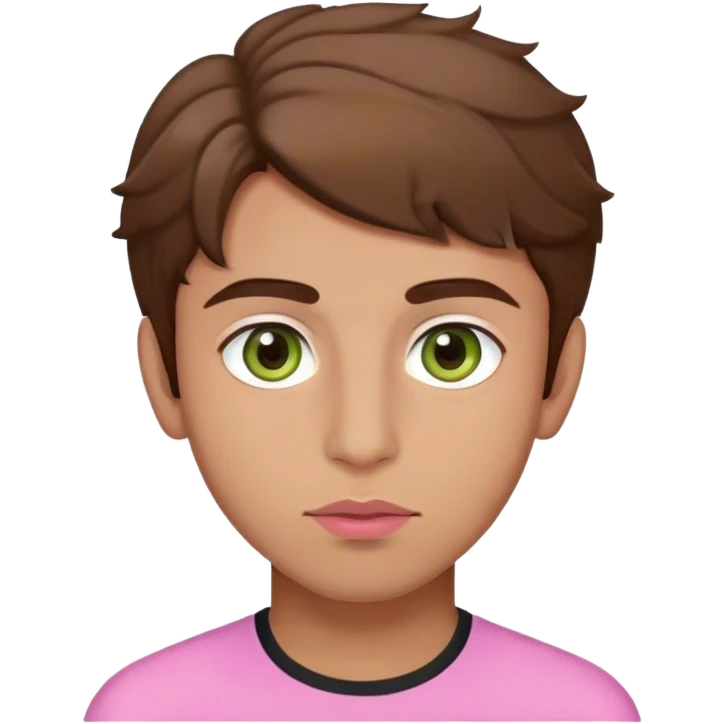 Pakistani boy  with hazel green eyes, brown hair slightly curly, and olive skin and masculine face, and pink lips emoji