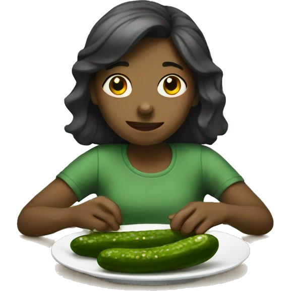 Girl eating pickle emoji
