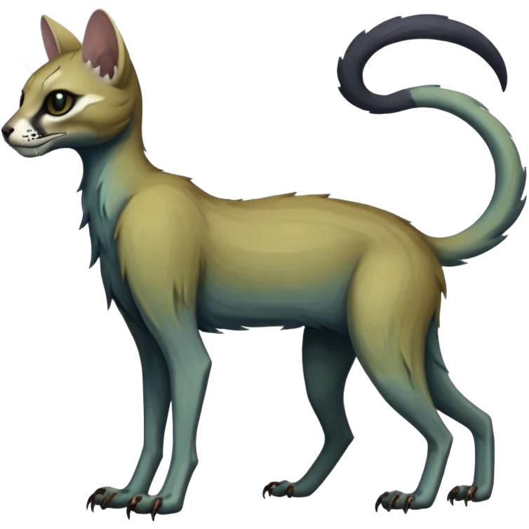 long-snouted evil skeletal skully zombie-like swampy ghostly dull spectral edgy spooky bloody meager thin cool poltergeist-caracal-civet-genet-sergal-vernid-Gryphon-Cacomistle-Trico-oncilla-animal-Fakémon-hybrid-fursona (full body) emoji