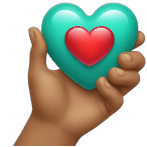 Showing heart in hand  emoji