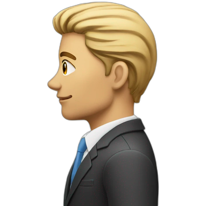 man in suit looking to the right (side view) emoji