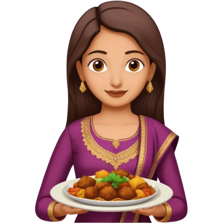 make an indian mom holding a plate of dinner wearing a salwar kameez  emoji