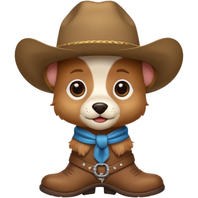 a very cute and adorable anthropomorphic puppy with a cowboy hat and brown boots  emoji