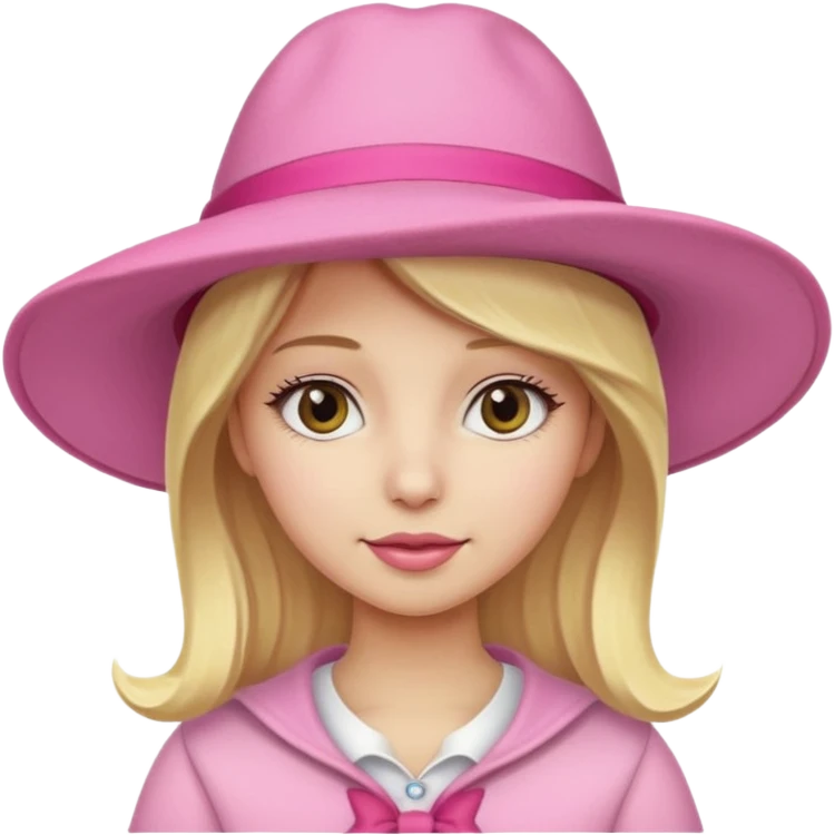 blonde girl wearing big pink hat emoji