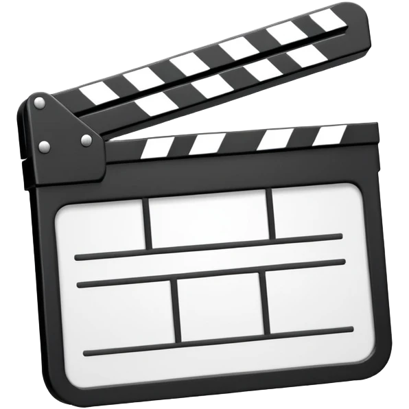 outline only movie clapper, black wireframe style, absolute minimal details, no fill emoji