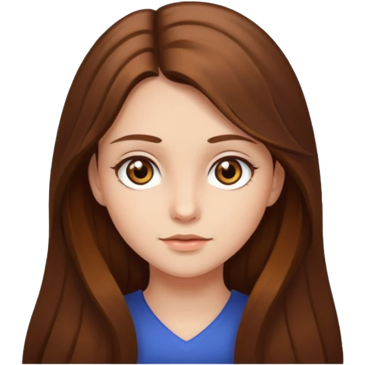 Girl with long brown hair and hazel eyes emoji