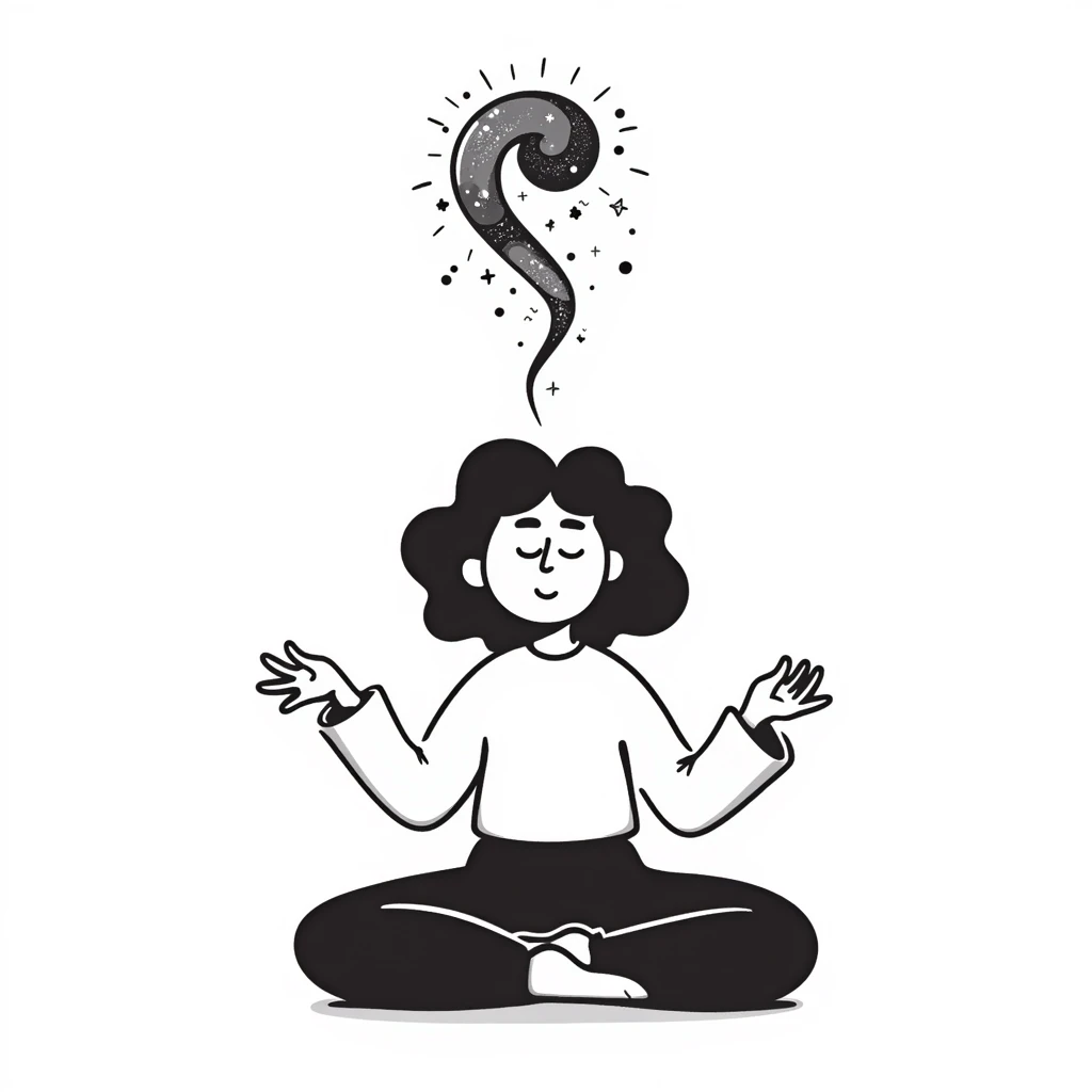 Person meditating with their spirit rising and merging with cosmic energy, spiritual ascension emoji