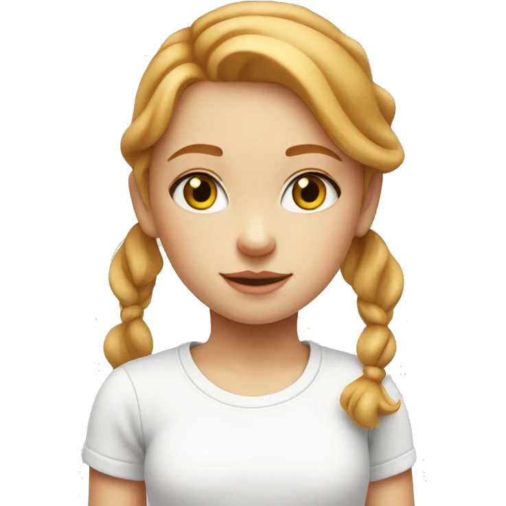 Strawberry blonde girl in white t shirt with central heterochromia eyes emoji