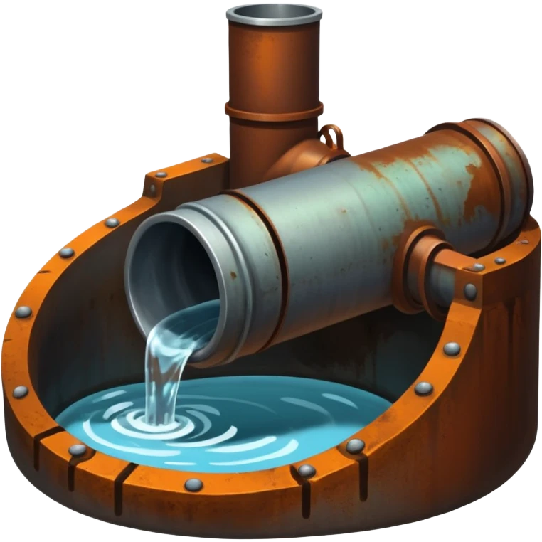 a steel shiny sewer pipe wastewater flows out emoji