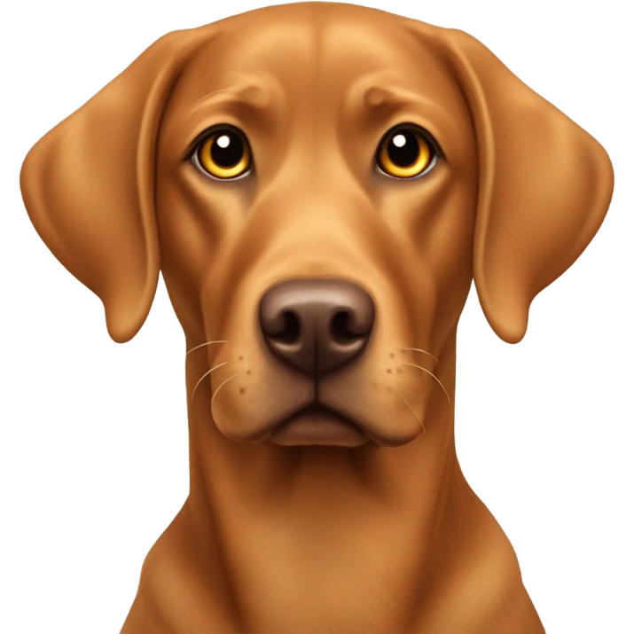 Red Labrador with little white spot on chest with mallard duck emoji