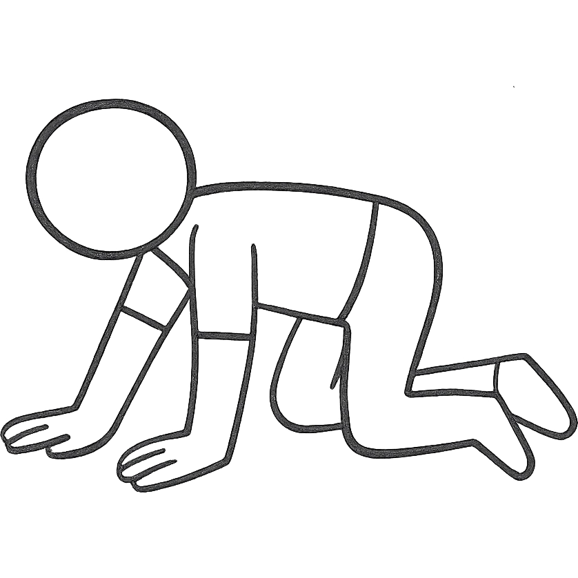 hand drawn outline icon of a person crawling emoji