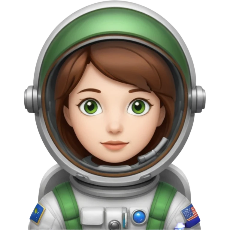 Astronauts, Young, female, white skin, green eyes, brown hair emoji