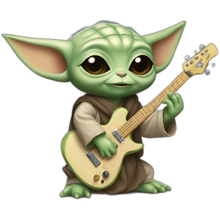 Baby yoda grogu playing electric guitar emoji