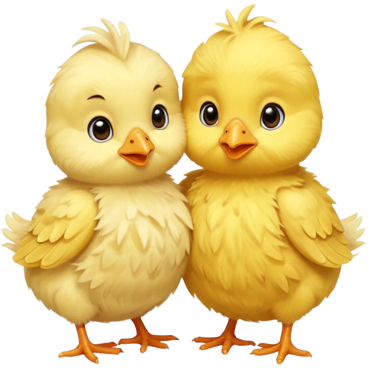 Two baby chicks hugging emoji