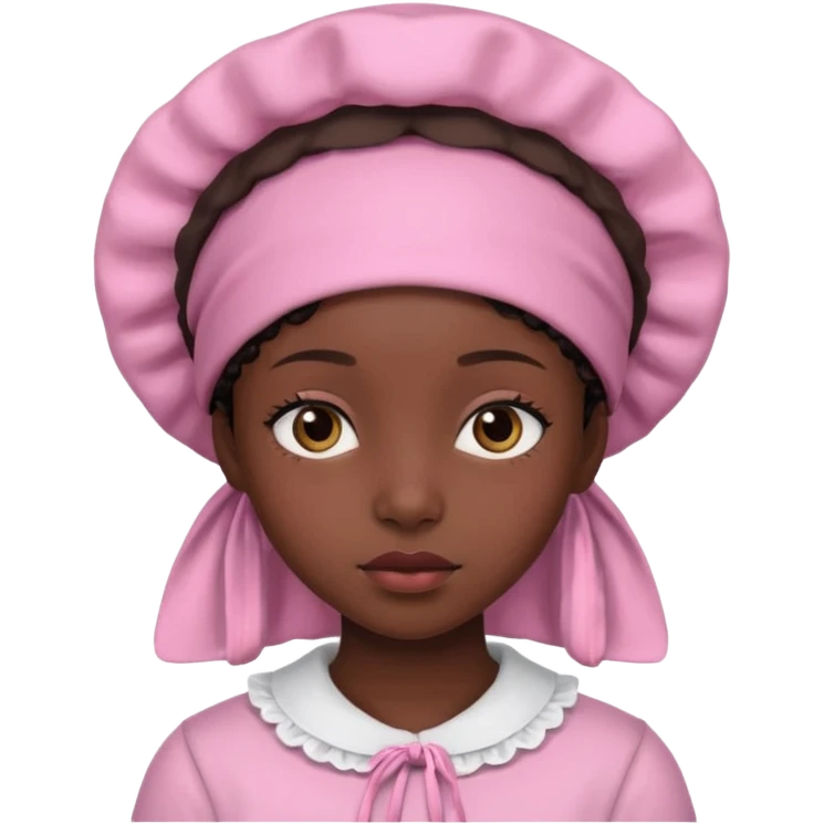 Black girl with pink bonnet teen emoji