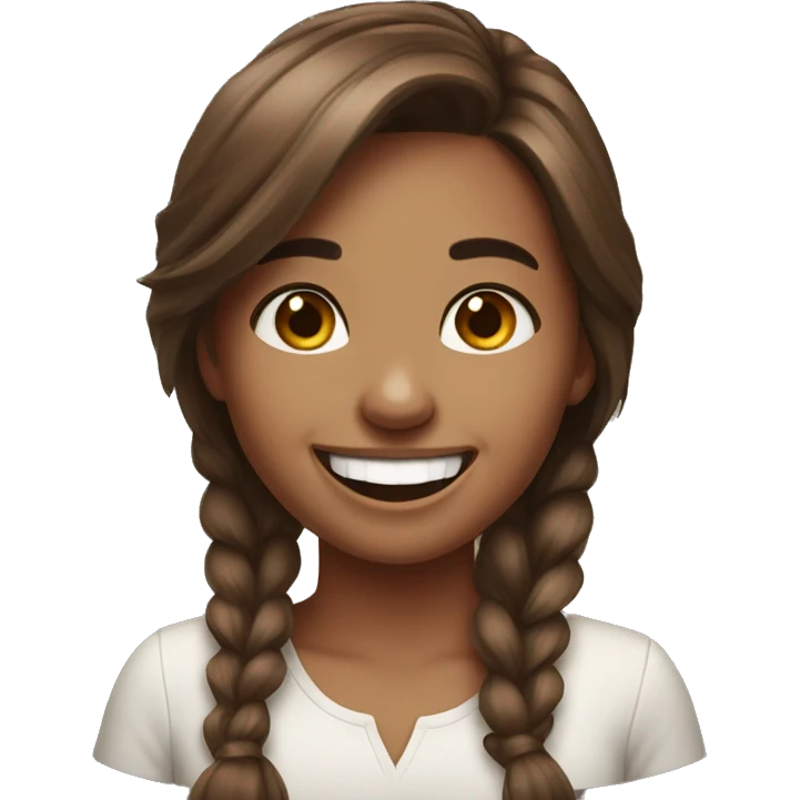 Realistic pretty laughing brown hair girl emoji