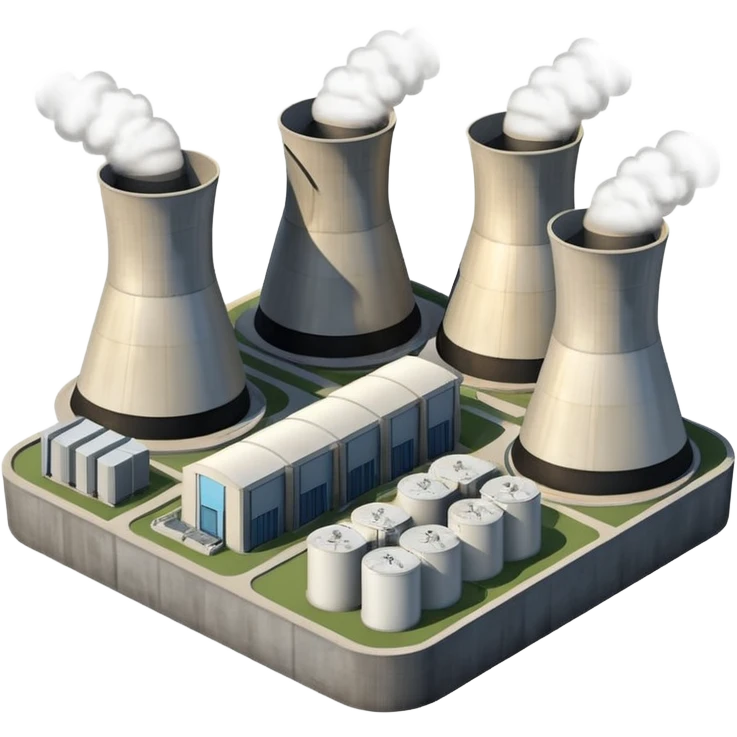 realistic nuclear power  plant with 6 power units emoji