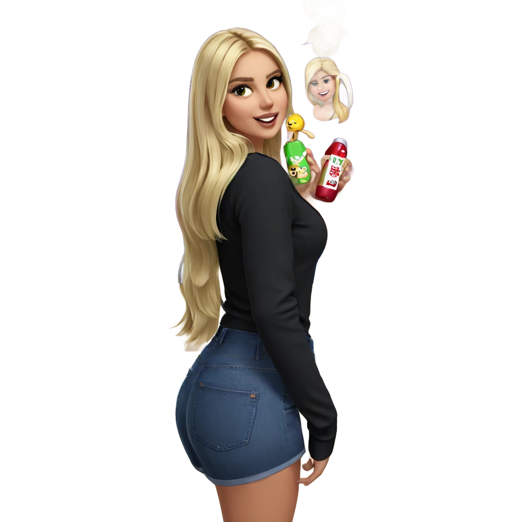 blonde girl with bottle emoji
