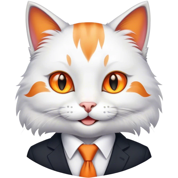 a smiling cat wearing business costume emoji