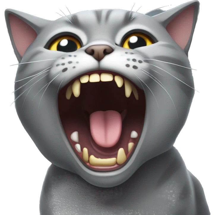 Gray British cat screaming emoji