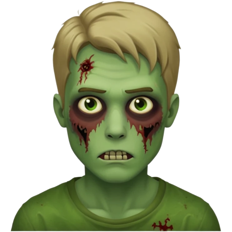 handsome aesthetic dark blonde hair zombie man with green skin emoji