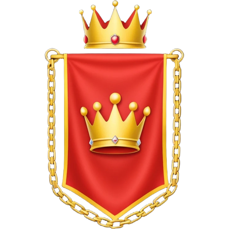 red flag with a crown on  with a yellow square chains inside emoji