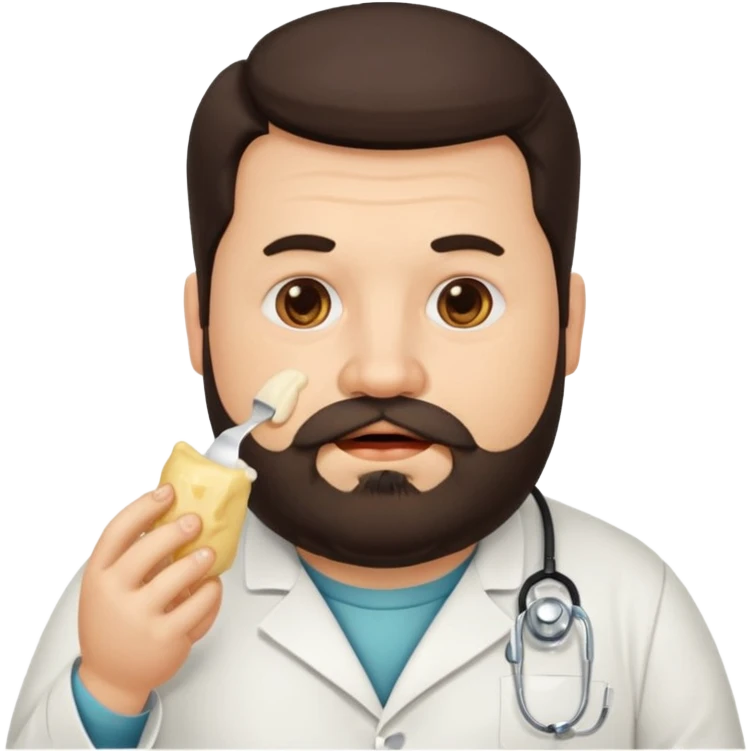 Fat doctor eating lard disgusting dark hair and beard emoji