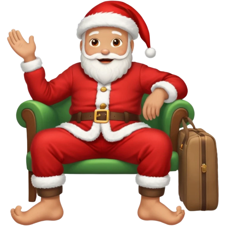 Father Christmas with his feet up and jacket off, resting after completing his deliveries  emoji