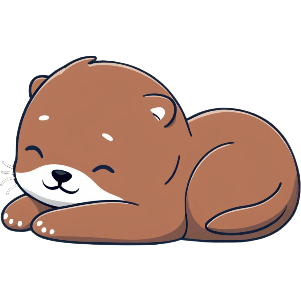 sleeping otter curled up emoji