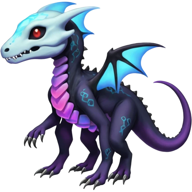 Nebulae Salandit-Cubone-Duskull-Noibat-Fakémon-hybrid-creature (full body)  emoji