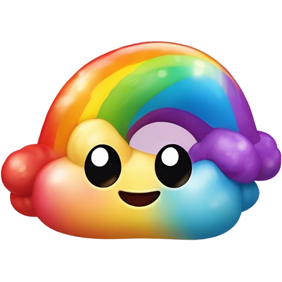 Rainbow poop emoji with bows emoji