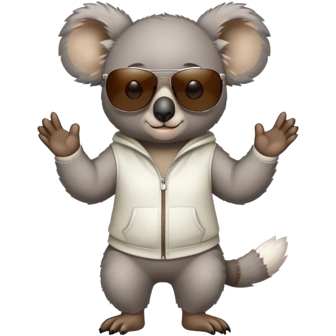 anthropomorphised koala in casual clothing, wearing dark sunglasses, fierce pose different stance emoji
