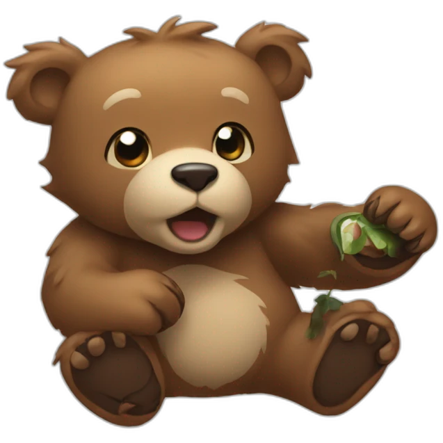 bear playing with pokidex emoji
