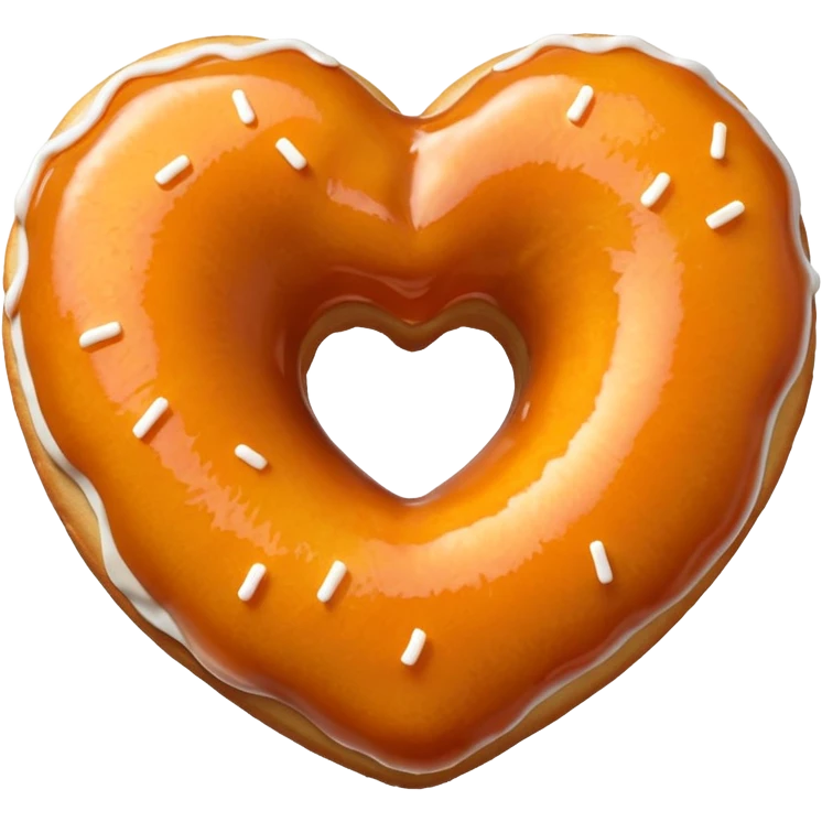 Realistic isolated heart shaped donut with orange & glaze. emoji