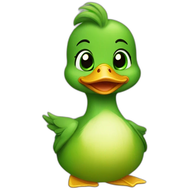 duckling that wears green eyeshadow emoji