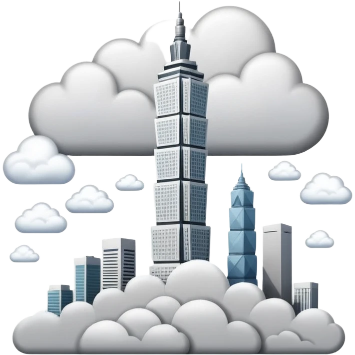Taipei 101 with clouds emoji