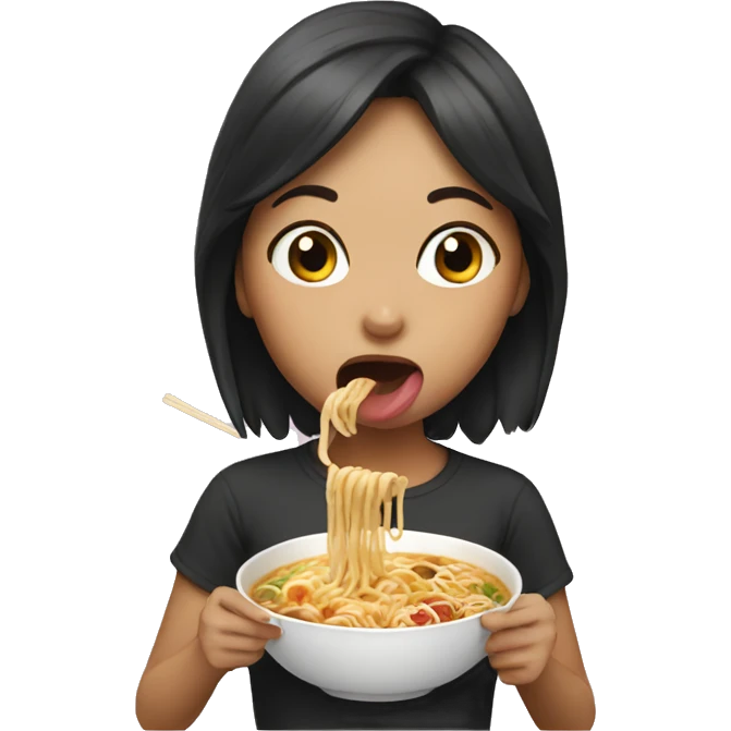 Girl eating ramen emoji