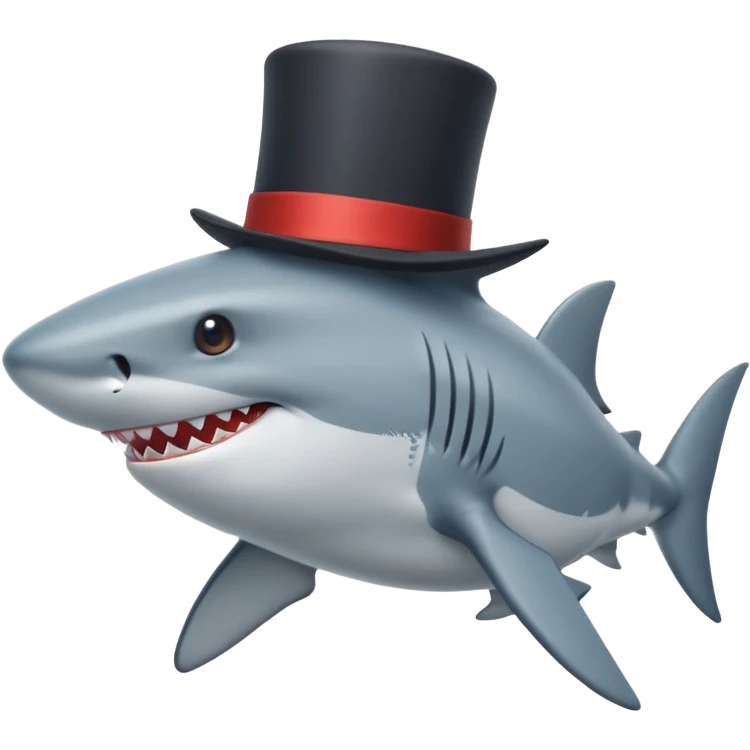 Shark with a top hat emoji