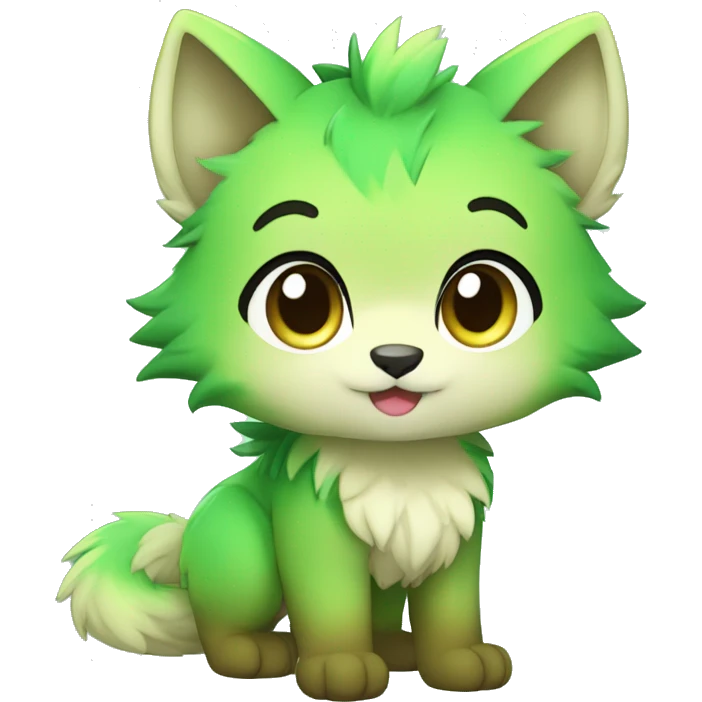 shiny, colorful, green, gradient, Kemono-style, Chibi, Anthro-Fur-Sona-Fakémon, Full Body emoji