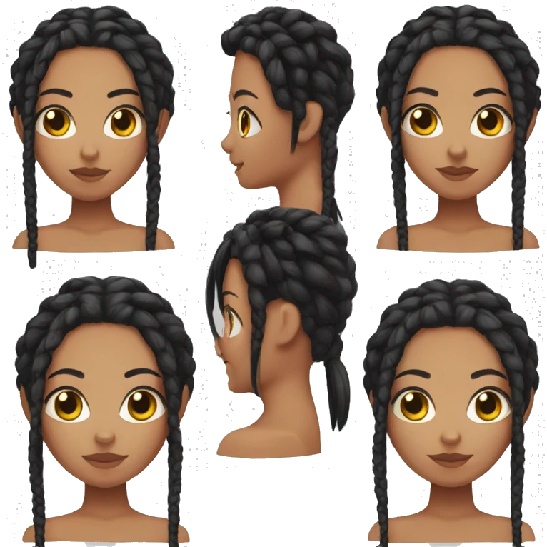 cute spicy girl with black braids emoji