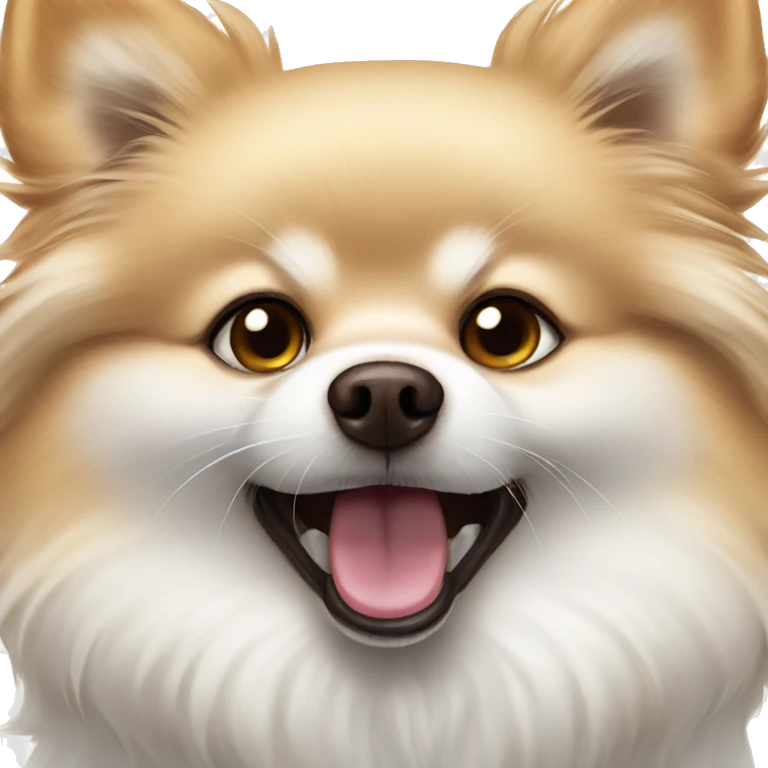 feral white Pomeranian brown ears with open mouth emoji