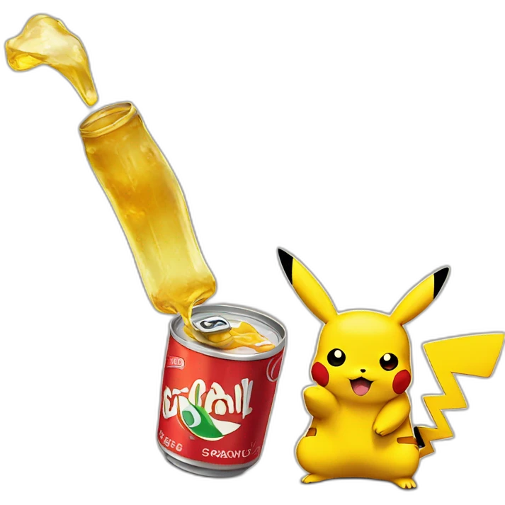 pikachu holding a can of soda emoji