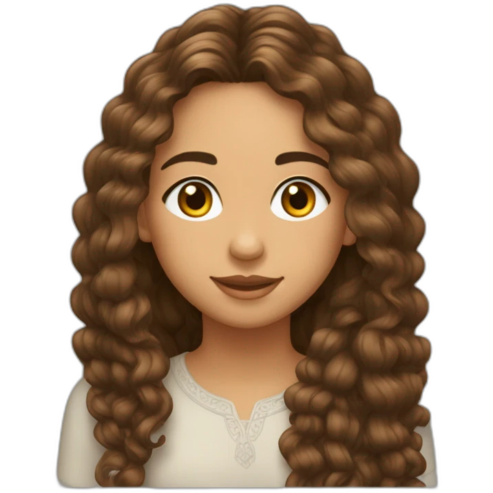 une ado marocaine aux cheveux long bouclés bruns emoji