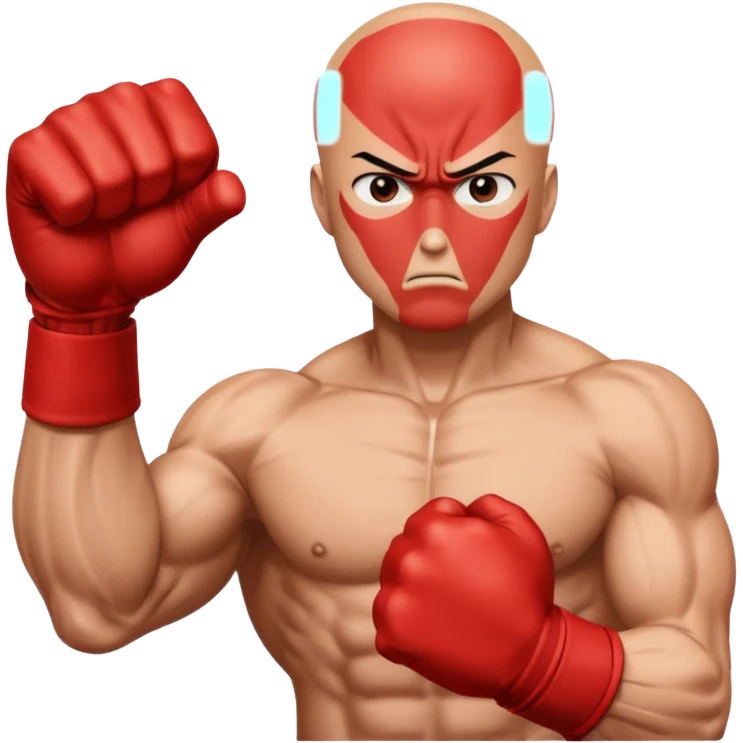 Angry Saitama with his red giant hand punching emoji