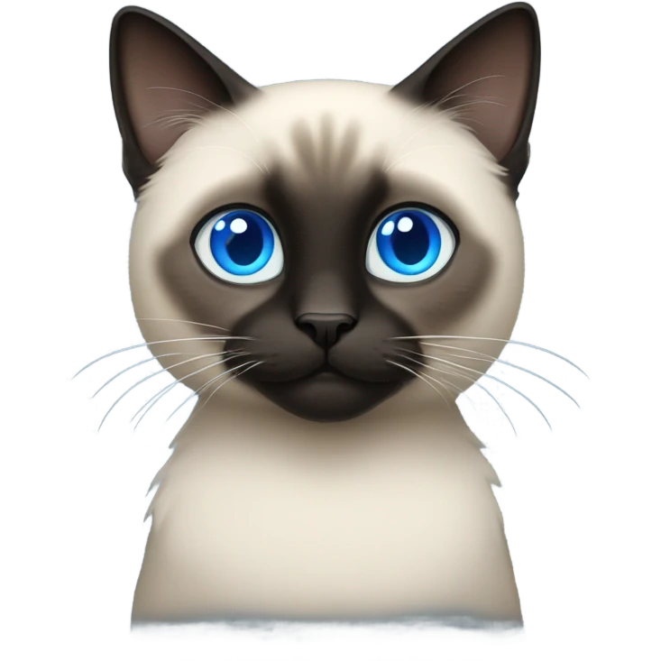 fluffy black siamese cat with blue eyes  emoji