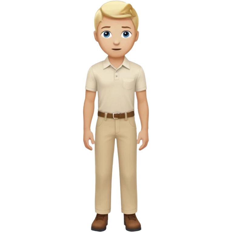 Blonde stuntman with blue eyes wearing a cream shirt and beige trousers emoji