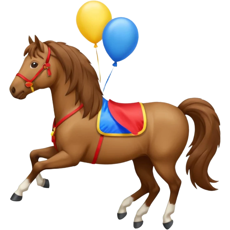 A horse inhaling air from a balloon emoji