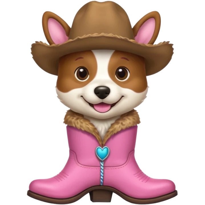 dog wearing pink cowboy boots emoji