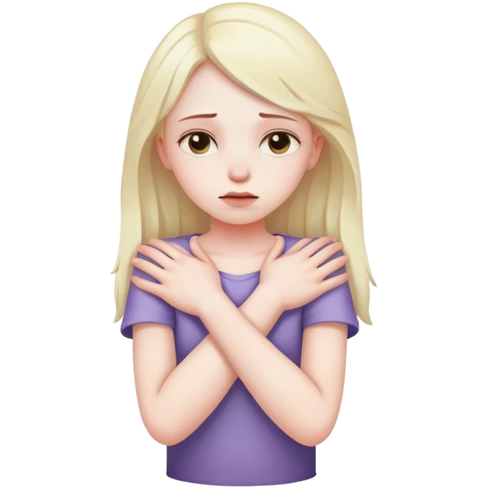 Arms crossing holding neck dying girl emoji