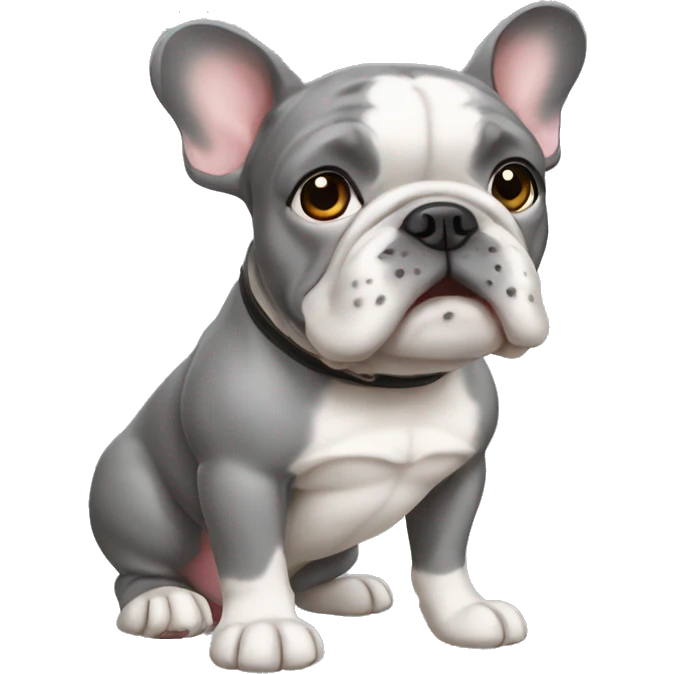 frenchy bulldog light dark grey emoji